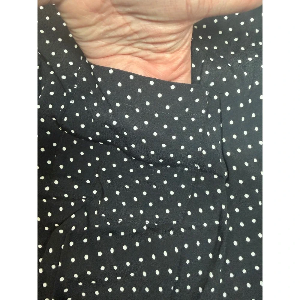 A&F Womens‎ XL Black Polka Dot Knot Button Up Blouse Top Retro Office Business - Picture 3 of 8